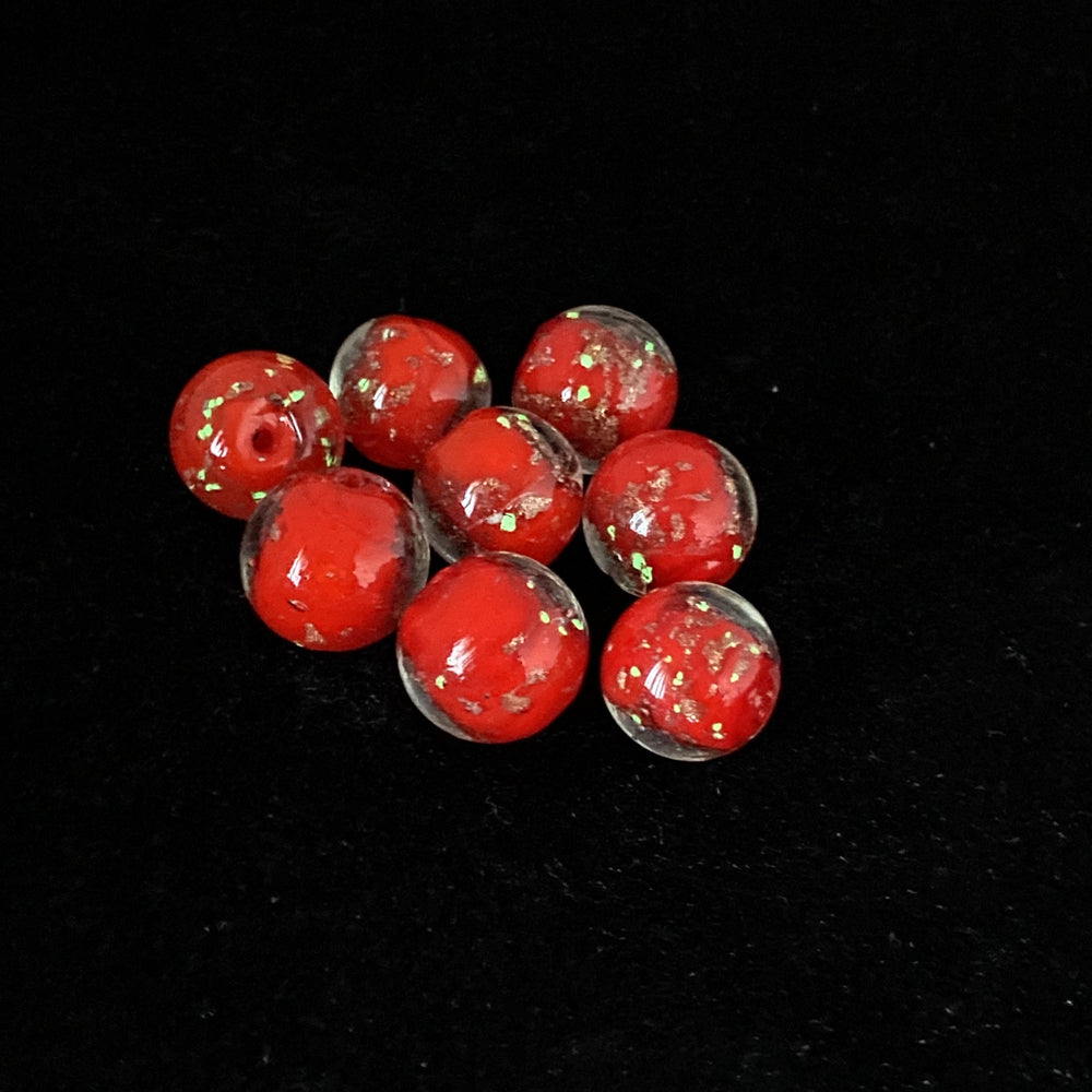 10pcs Red luminous handmade glaze beads