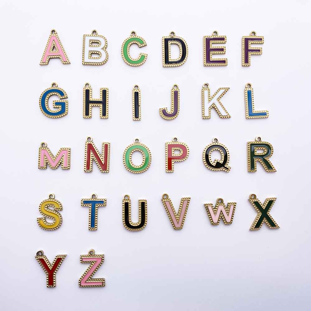 26 letters Enamel Pendant in Stainless steel – DIYkitsforu