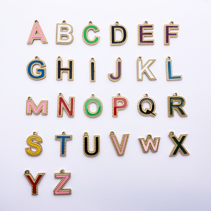 26 letters Enamel Pendant in Stainless steel