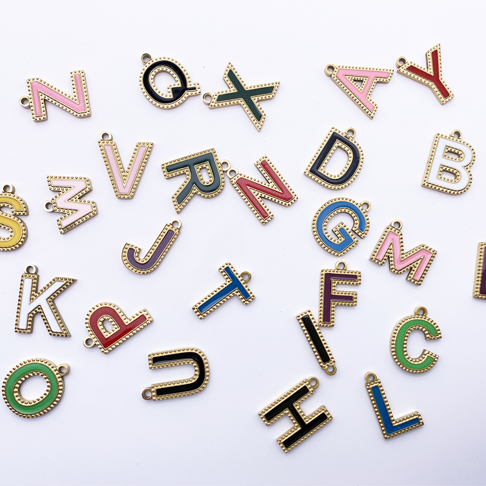 Enamel Lettering 26 letters Enamel Pendant in Stainless steel – DIYkitsforu
