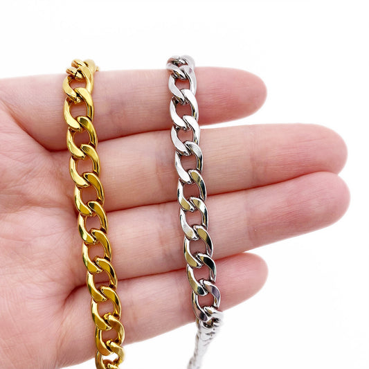 C1555 6.7mm 1:1 cuban chain-Vacuum Plating Waterproof Stainless steel chain