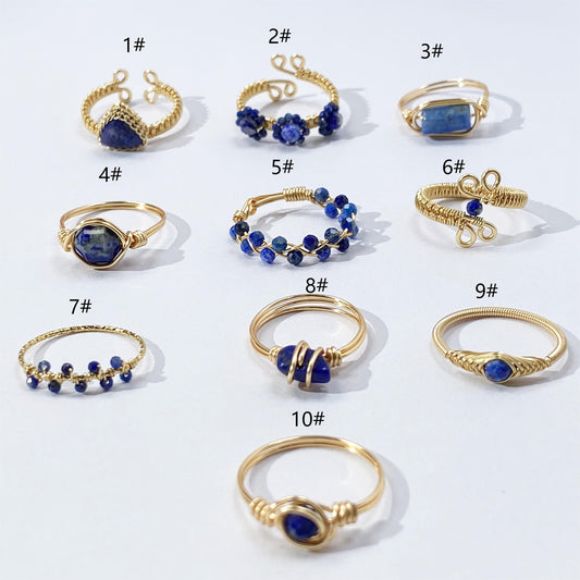 Blue Rings with Lapis gemstone,Wire wrapped rings ,handmade ring,unique gife for women