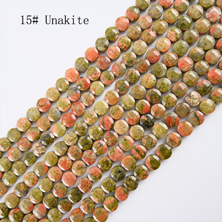 8mm FLAT faceted stone beads