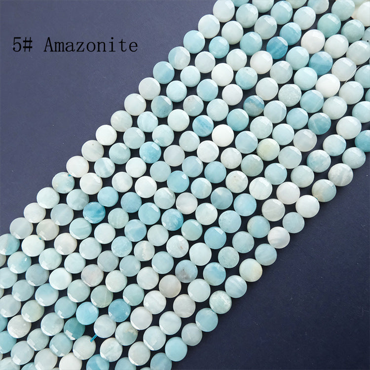 8mm FLAT faceted stone beads