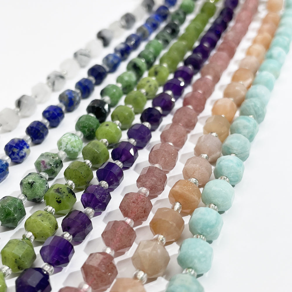 8mm Double Tip Faceted Semi-Precious Gemstone