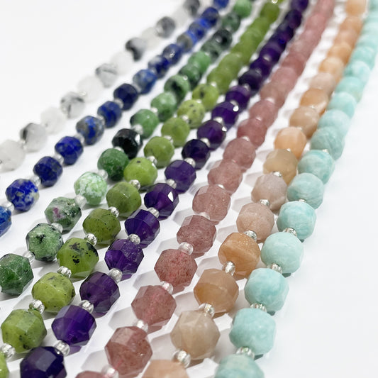 8mm Double Tip Faceted Semi-Precious Gemstone