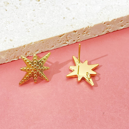 Star earring stud in stainless steel hypo-allergenic