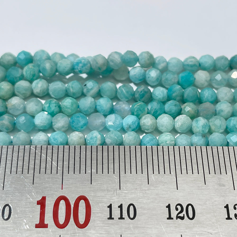 Natural Faceted Ice amazonite in size 2mm 3mm 4mm