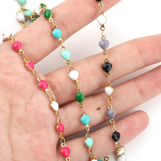 C1289 Mix Heart chain Vacuum Plating Waterproof Stainless steel chain