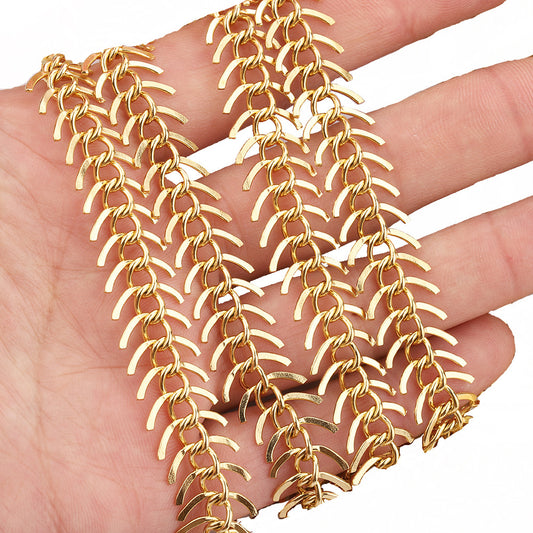 C1240 Fish Bone Chain -Vacuum Plating Waterproof Stainless steel chain