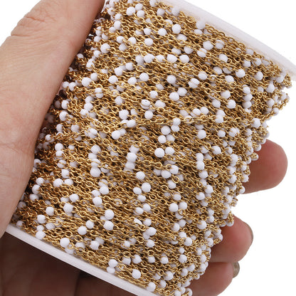 C1176  Black and White Enamel Chain-Vacuum Plating Waterproof Stainless steel chain