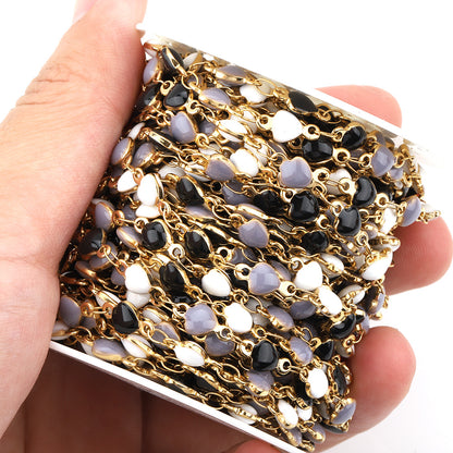 C1289 Mix Heart chain Vacuum Plating Waterproof Stainless steel chain
