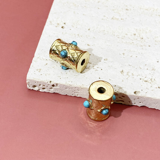 Turquoise Tube bead charm for DIY
