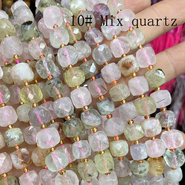 8mm Cube faceted Natural Stone beads