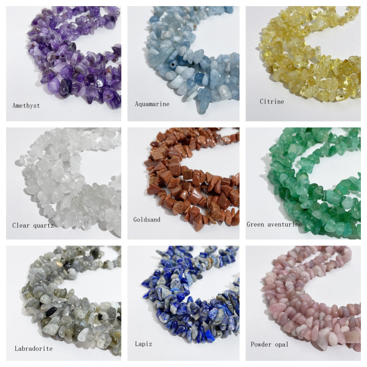 Crystal Chips Beads in natural stone material 5-8mm 80cm