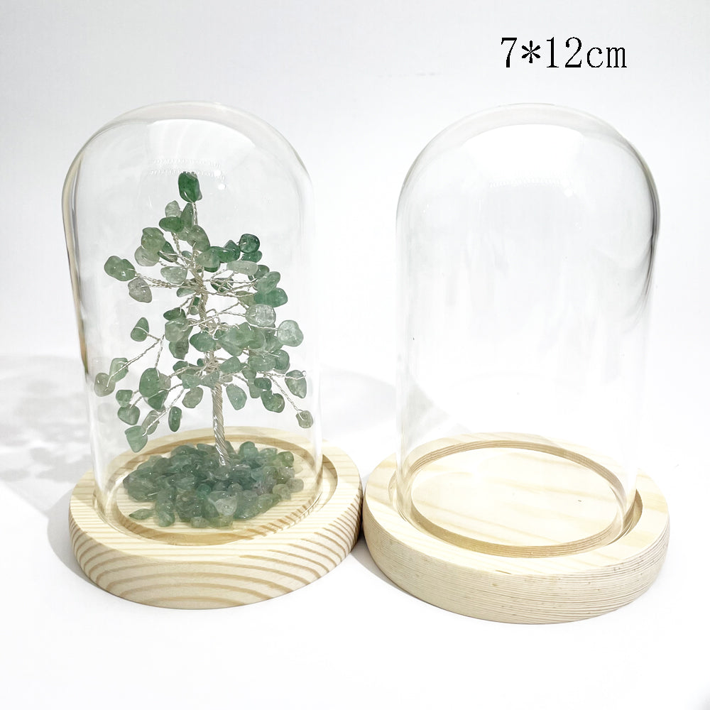 Glass dome cover with wood base for chips tree display